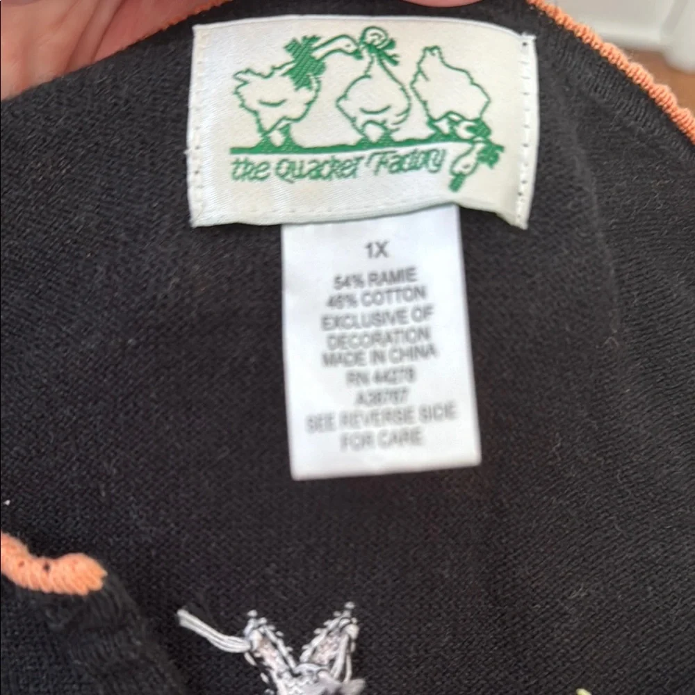 Quacker Factory Black Cardigan with Bunny Embroidery